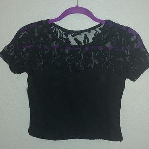 Black lace crop top
